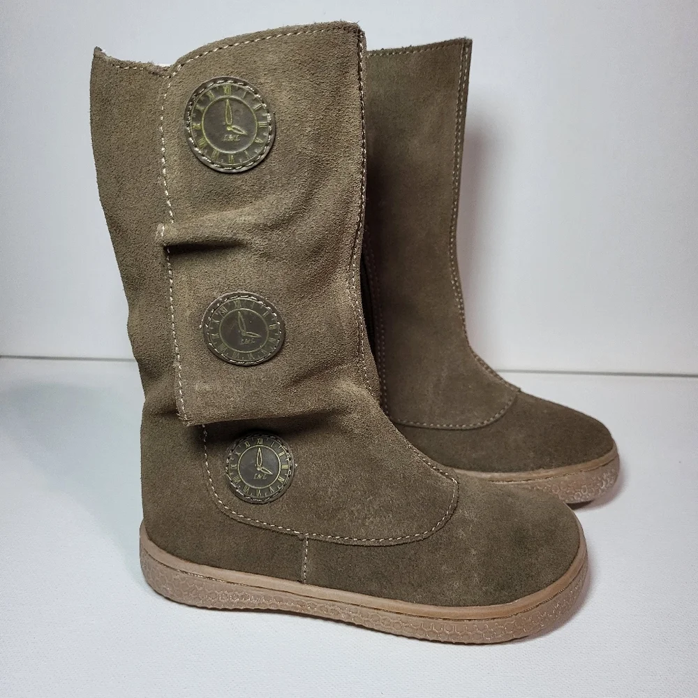 Livie and Luca Tiempo Suede Brown Leather Boots Toddler Girl's Size 7